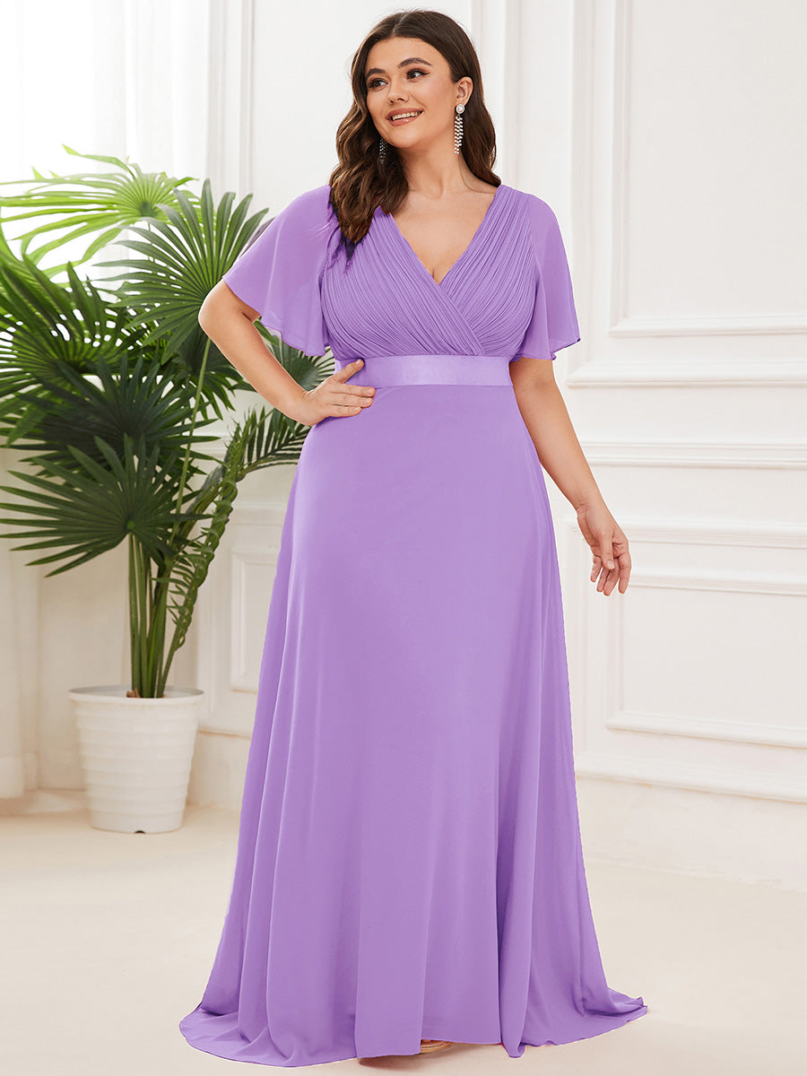 Robe de maternité en mousseline simple à manches volantées #Couleur_Lavande