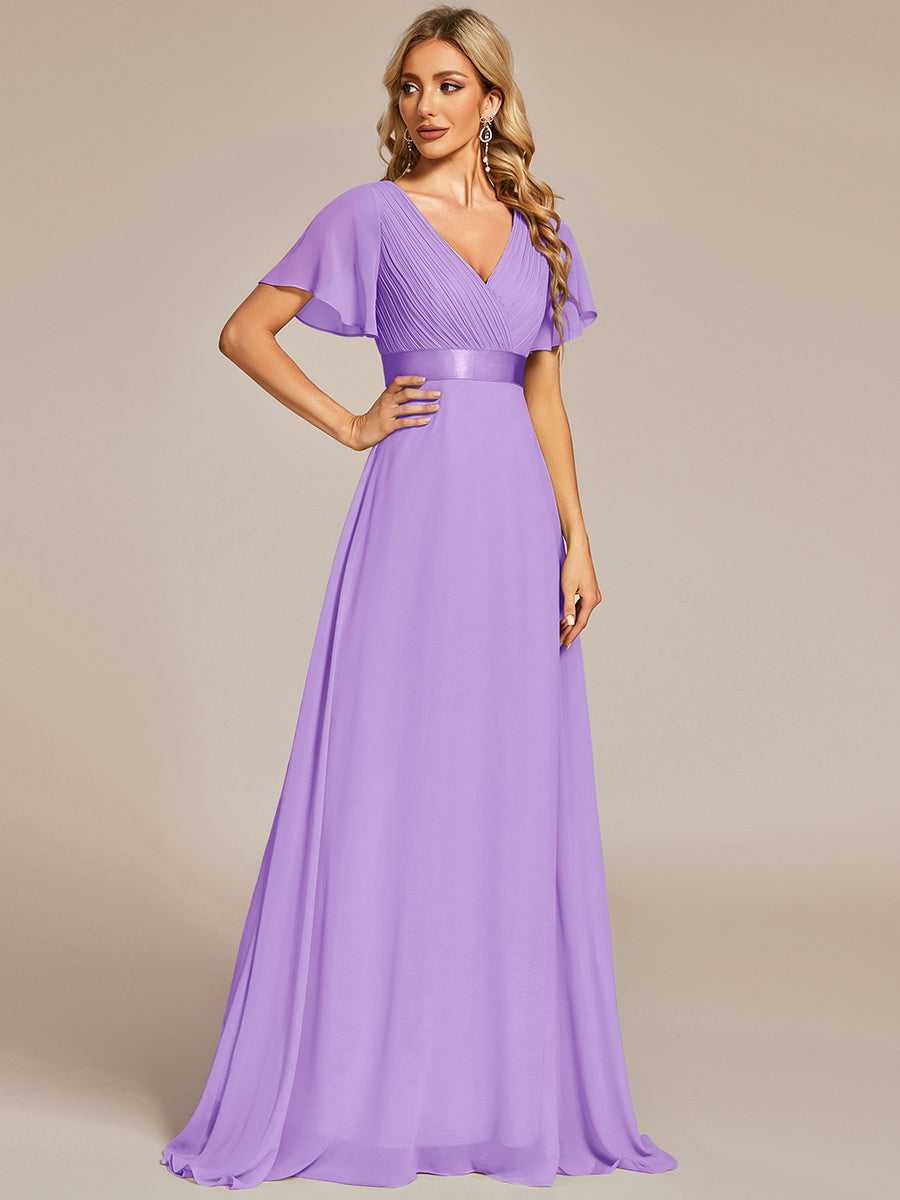 Robe de maternité en mousseline simple à manches volantées #Couleur_Lavande