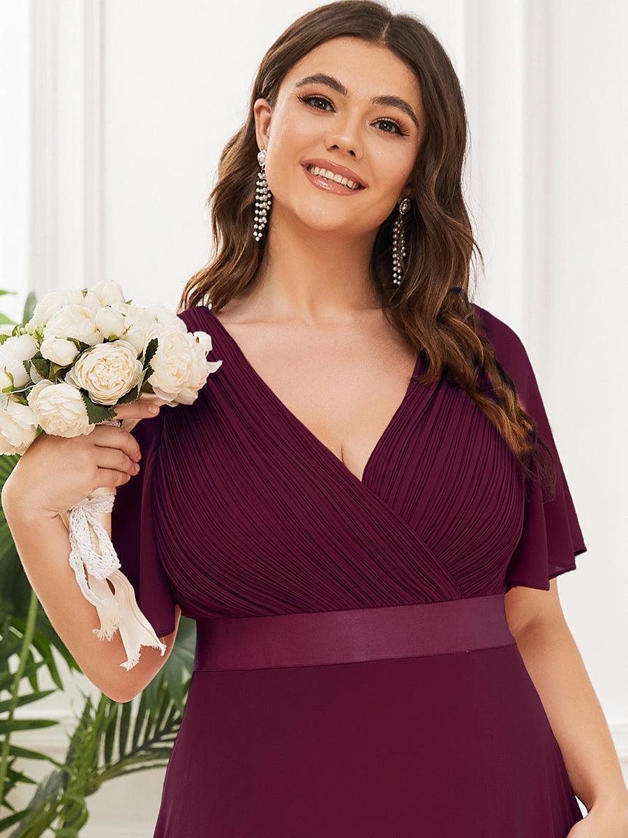 Robe mariage invitée fluide élégante en mousseline à taille haute #Couleur_Pourpre