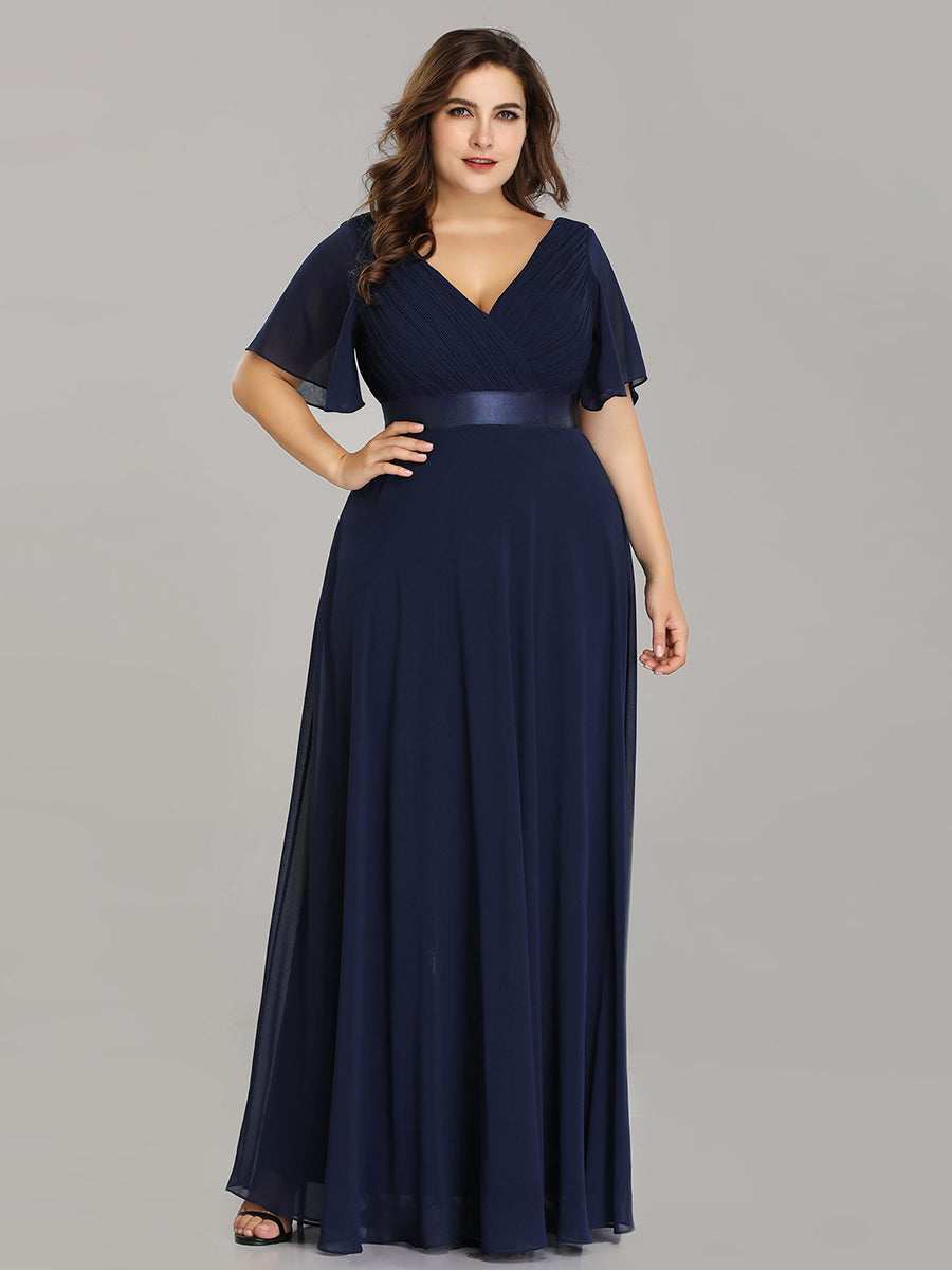 Robe de maternité en mousseline simple à manches volantées #Couleur_Bleu Marine