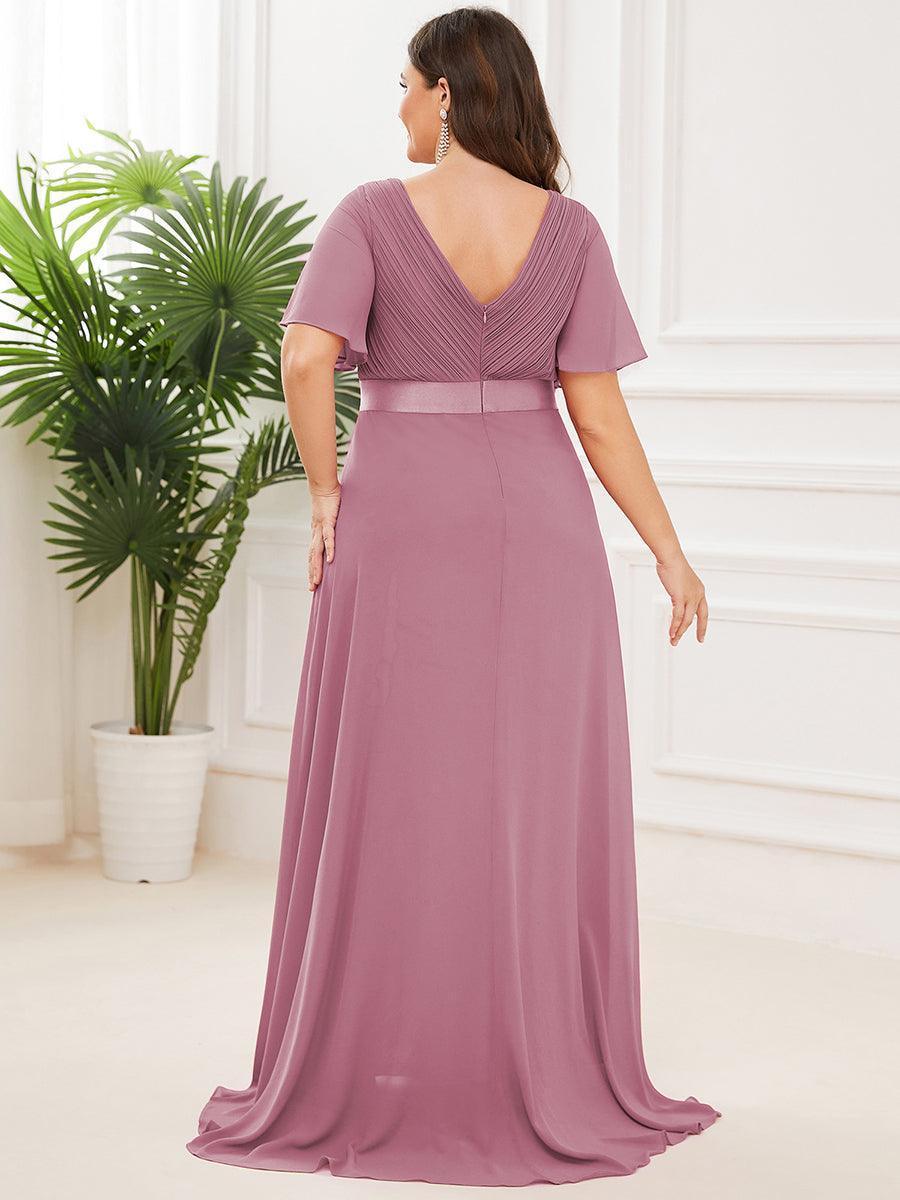Robe mariage invitée fluide élégante en mousseline à taille haute #Couleur_Orchidee