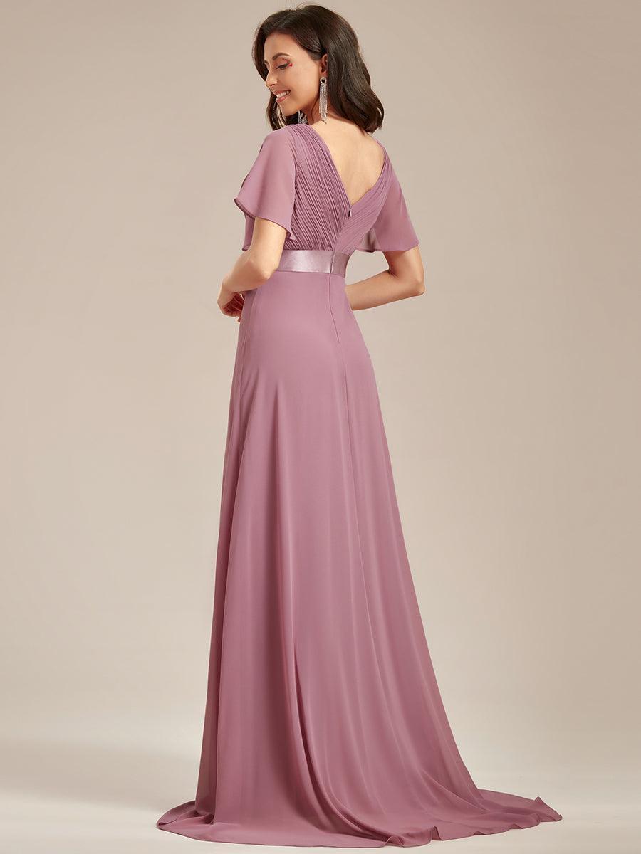 Robe mariage invitée fluide élégante en mousseline à taille haute #Couleur_Orchidee
