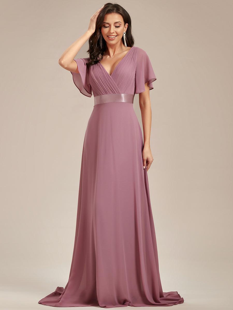 Robe mariage invitée fluide élégante en mousseline à taille haute #Couleur_Orchidee
