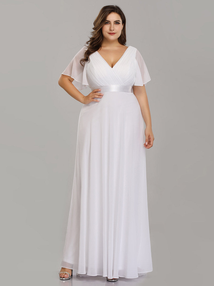 Robe mariage invitée fluide élégante en mousseline à taille haute #Couleur_Blanc