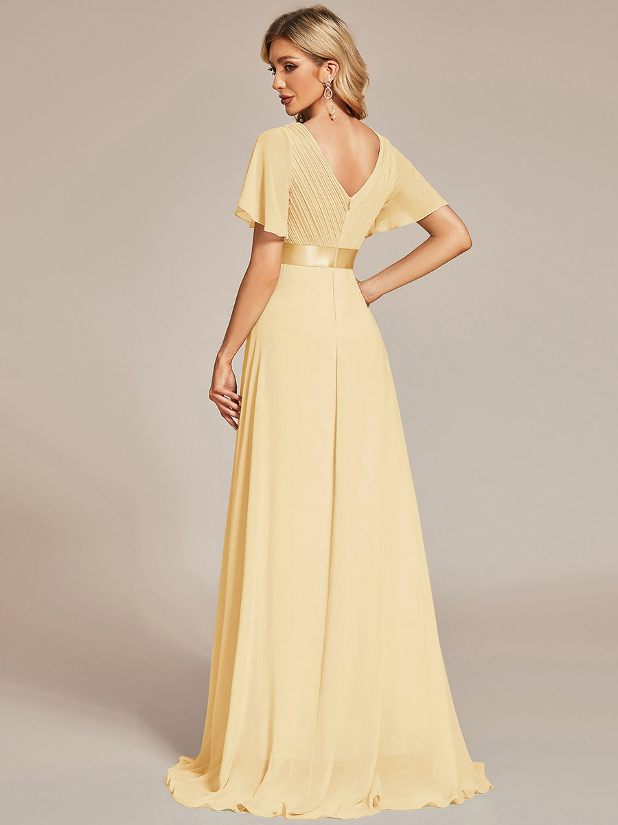 Robe de maternité en mousseline simple à manches volantées #Couleur_Jaune
