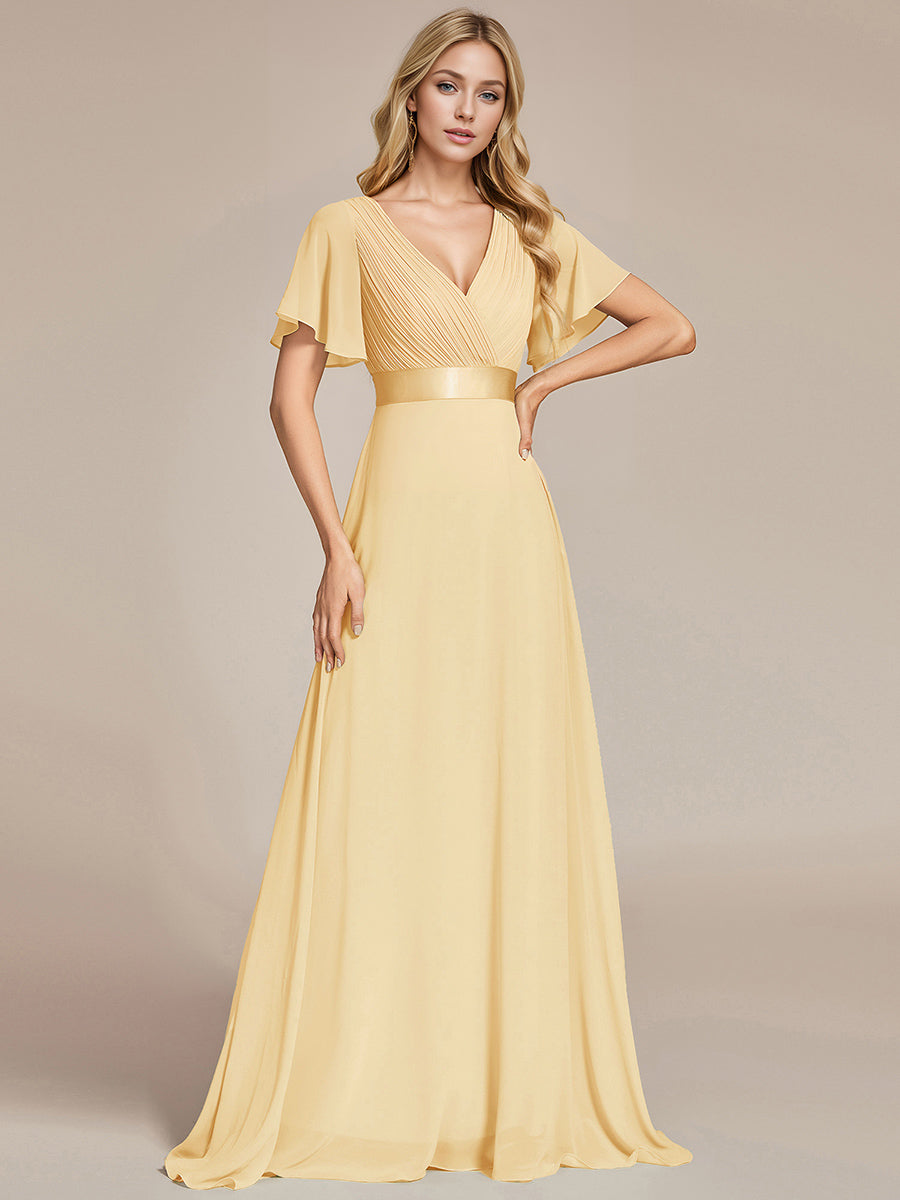 Robe de maternité en mousseline simple à manches volantées #Couleur_Jaune