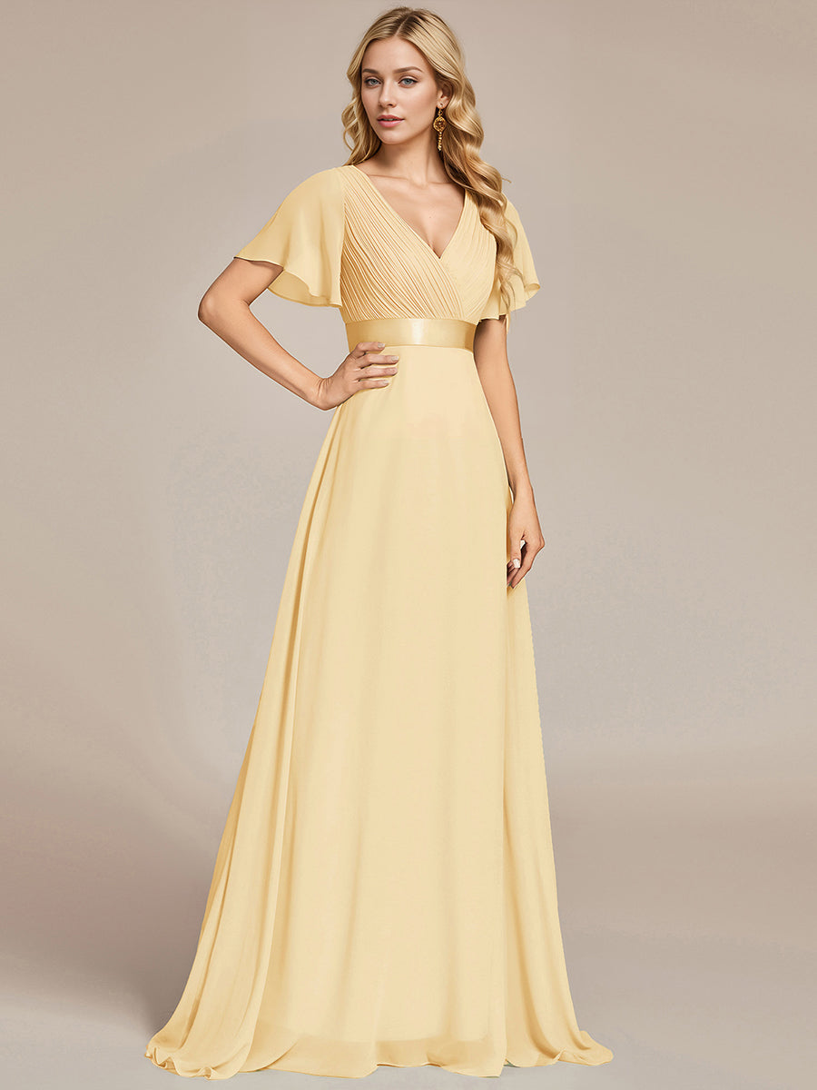 Robe de maternité en mousseline simple à manches volantées #Couleur_Jaune