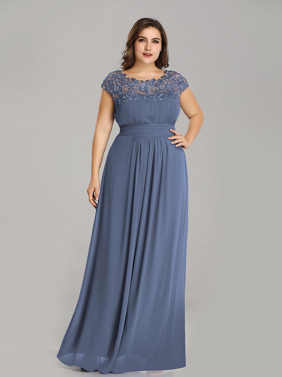Robe de soirée élégante et flatteuse de grande taille #Couleur_Marine Fume