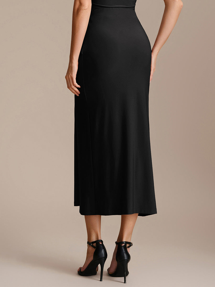 Robe midi bodycon à détail nœud et haute élasticité #Couleur_Noir