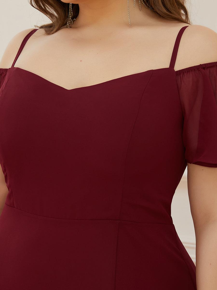 Robe de soirée à épaules dénudées et encolure en V taille Plus fente latérale #Couleur_Bordeaux