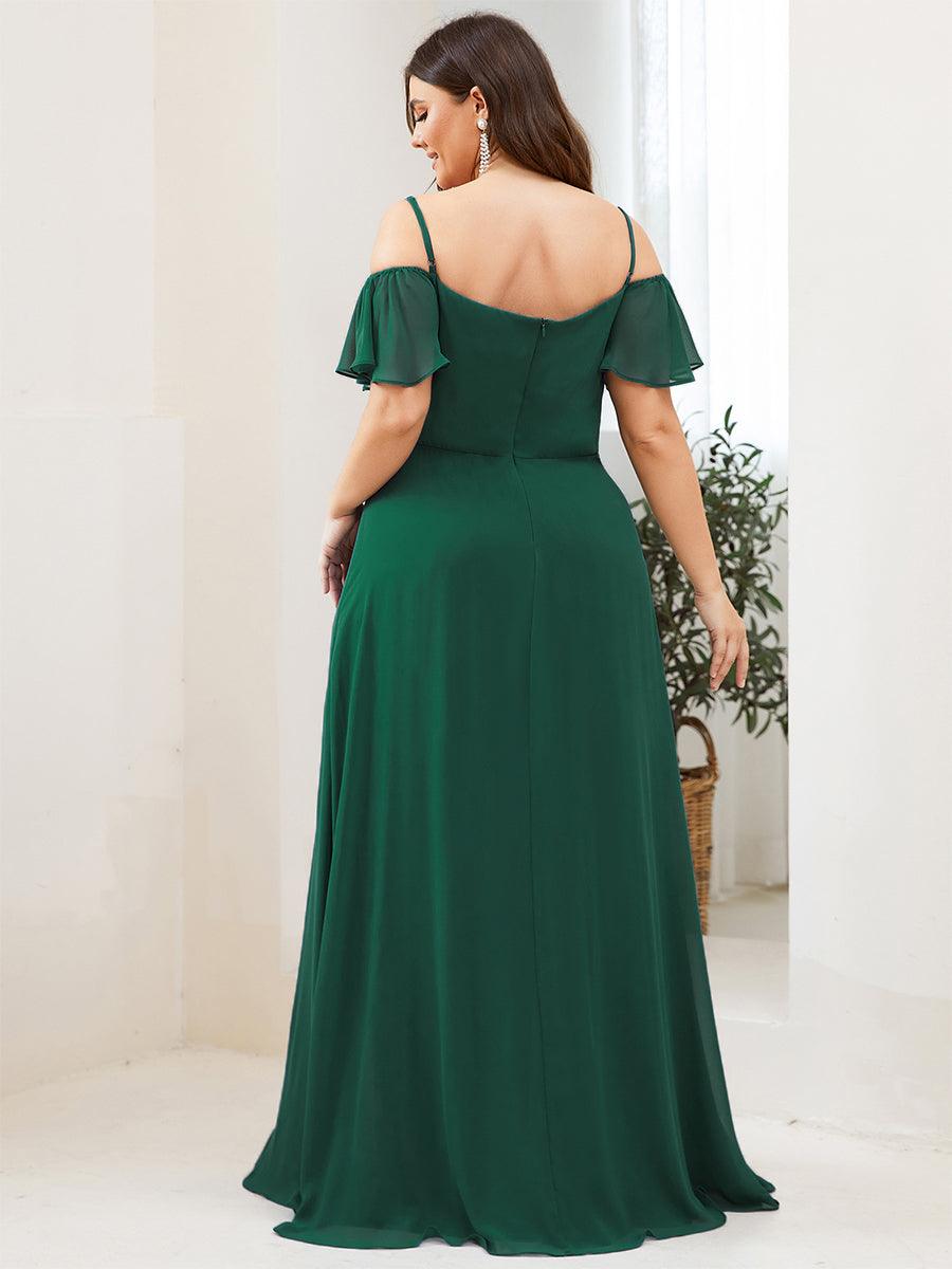Robe Demoiselle d'Honneur sexy à épaules dénudées et à encolure en V #Couleur_Vert Fonce
