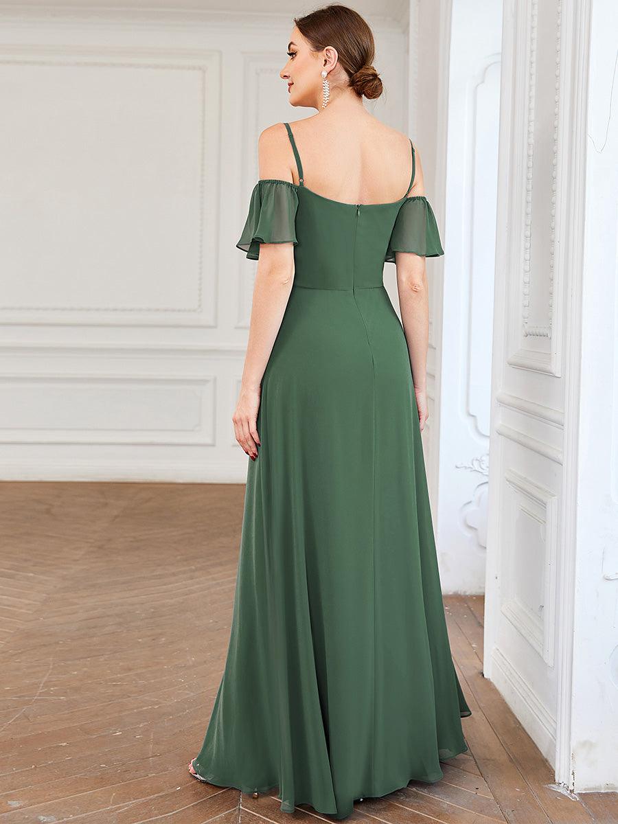 Robe Demoiselle d'Honneur sexy à épaules dénudées et à encolure en V #Couleur_Eucalyptus