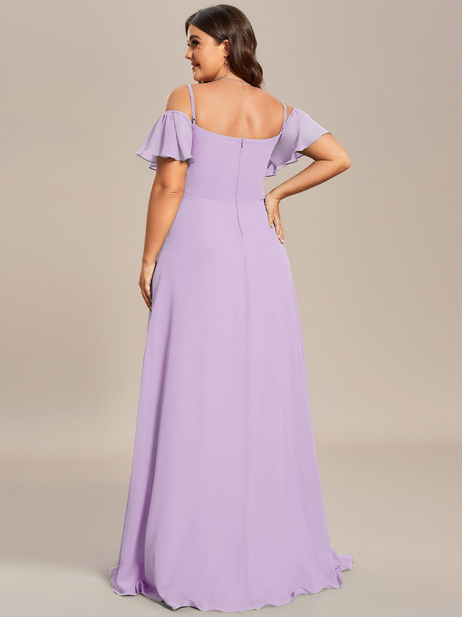 Robe Demoiselle d'Honneur sexy à épaules dénudées et à encolure en V #Couleur_Lilas Givré