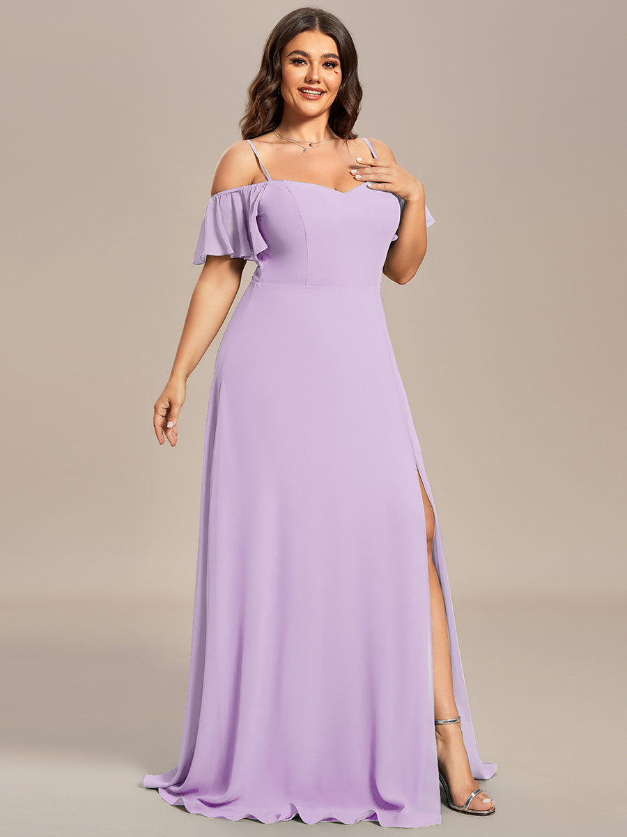 Robe de soirée sexy à épaules dénudées et à encolure en V #Couleur_Lilas Givré