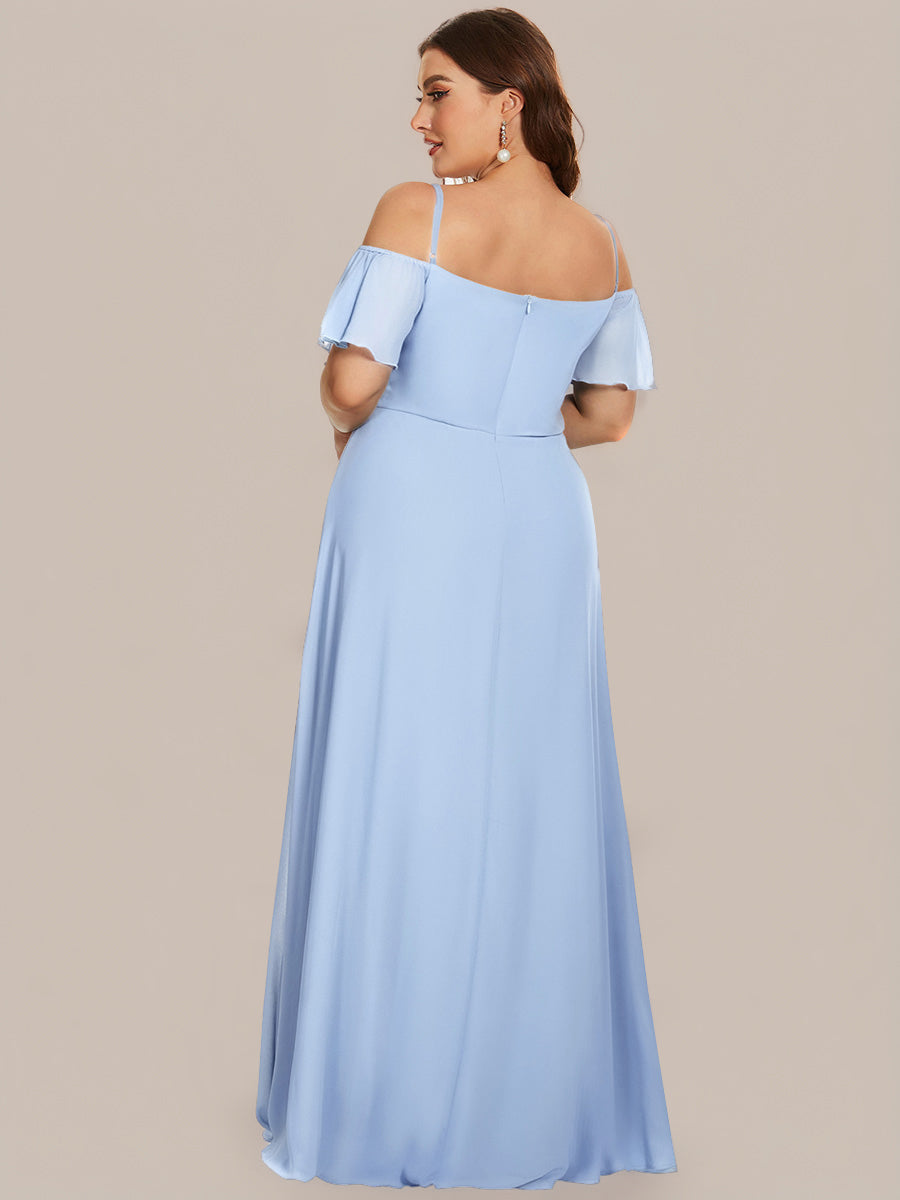 Robe invitée mariage fendue été sexy à épaules dénudées #Couleur_Bleu Glace