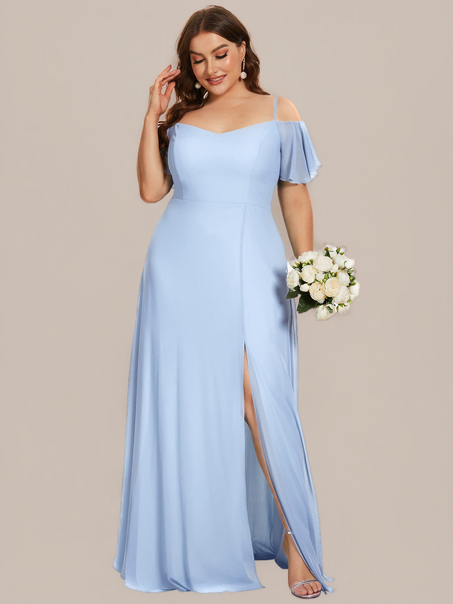 Robe de soirée sexy à épaules dénudées et à encolure en V #Couleur_Bleu Glace