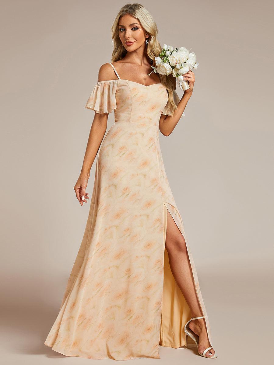 Robe Demoiselle d'Honneur sexy à épaules dénudées et à encolure en V #Couleur_Roses Dorées