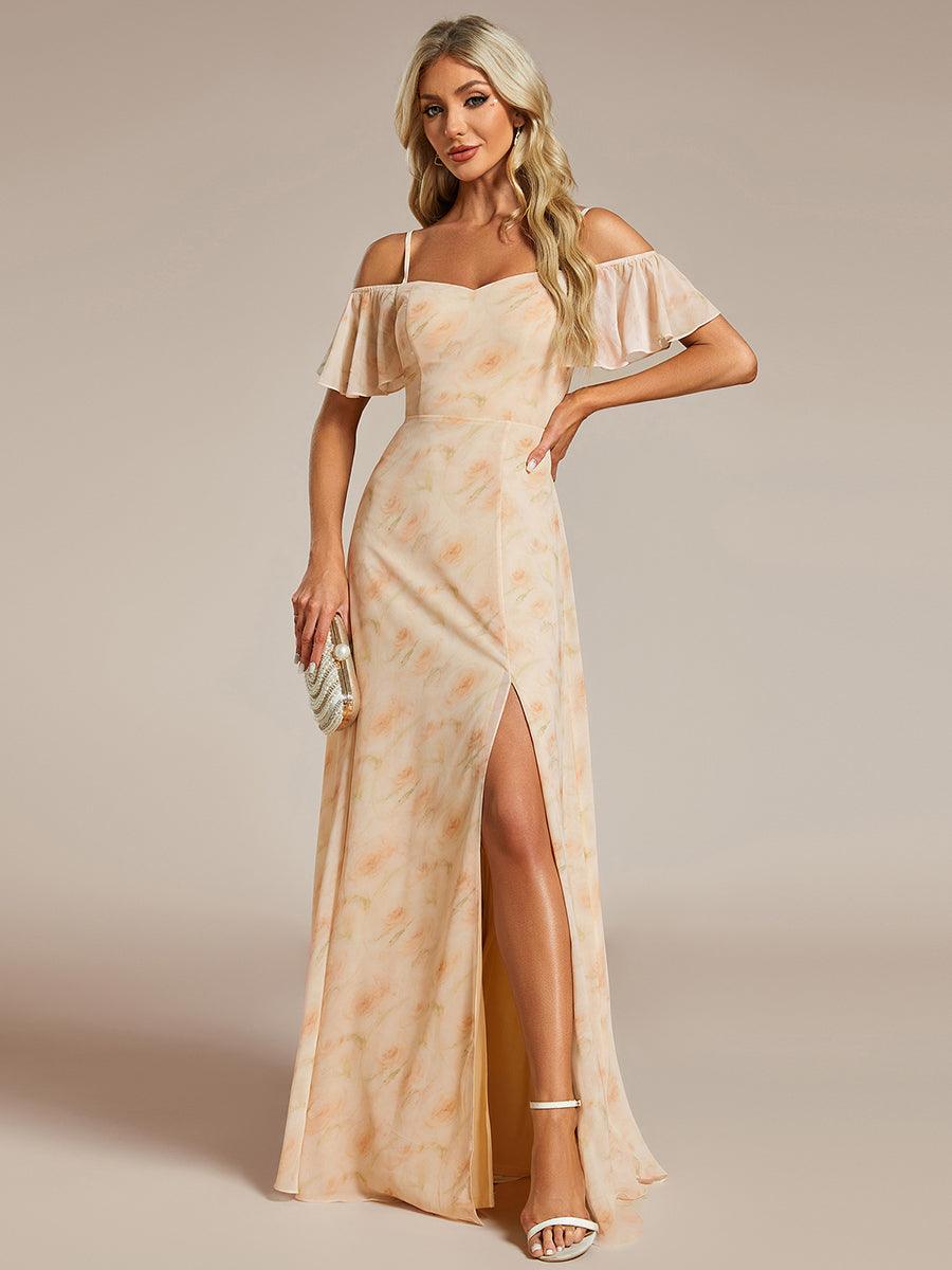 Robe Demoiselle d'Honneur sexy à épaules dénudées et à encolure en V #Couleur_Roses Dorées
