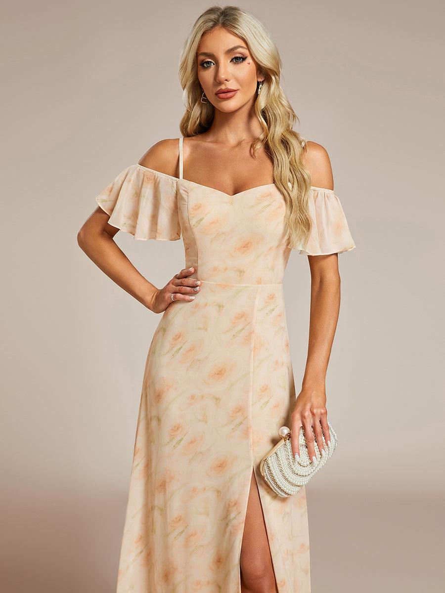 Robe Demoiselle d'Honneur sexy à épaules dénudées et à encolure en V #Couleur_Roses Dorées