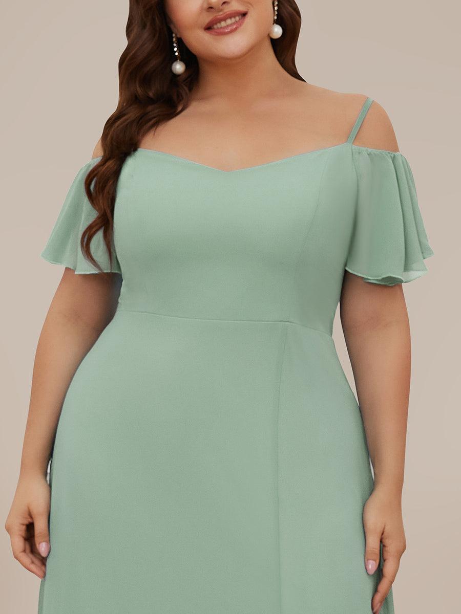 Robe de soirée à épaules dénudées et encolure en V taille Plus fente latérale #Couleur_Menthe Verte