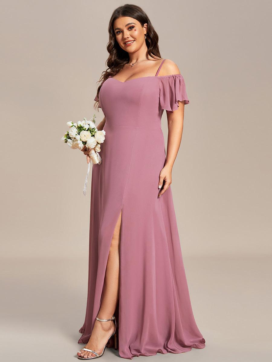 Robe Demoiselle d'Honneur sexy à épaules dénudées et à encolure en V #Couleur_Orchidee