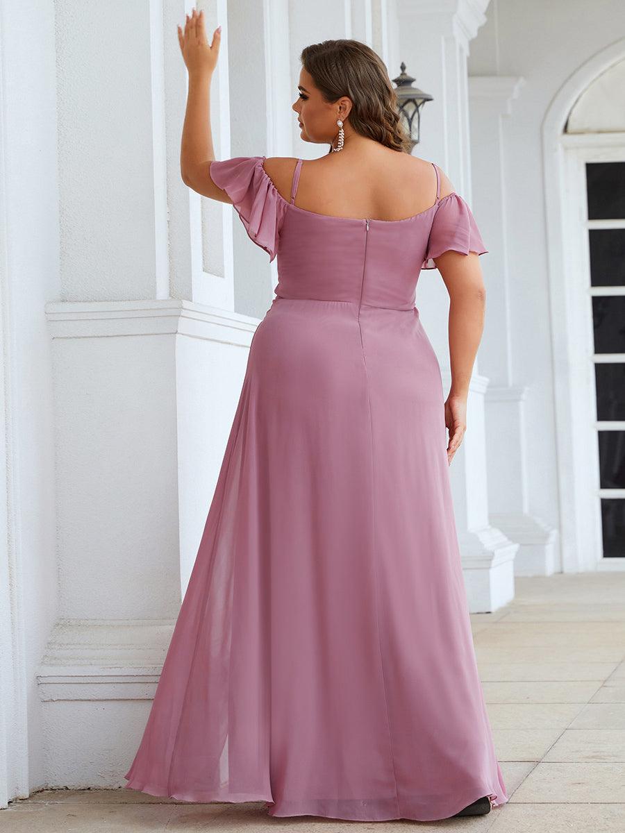 Robe de soirée à épaules dénudées et encolure en V taille Plus fente latérale #Couleur_Orchidee