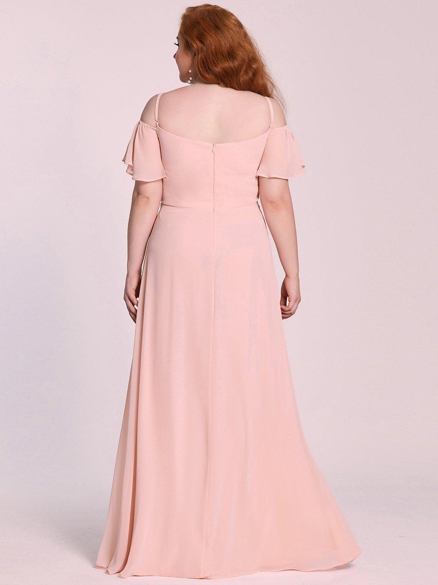 Robe de soirée à épaules dénudées et encolure en V taille Plus fente latérale #Couleur_Rose