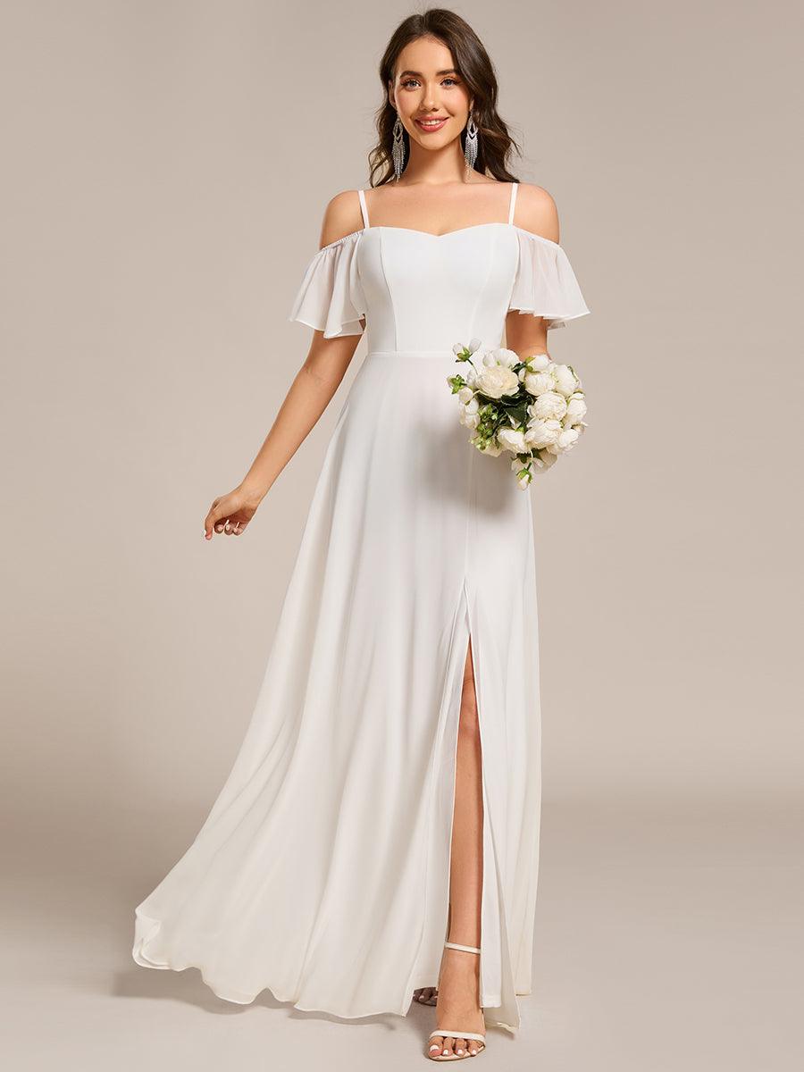 Robe Demoiselle d'Honneur sexy à épaules dénudées et à encolure en V #Couleur_Blanc