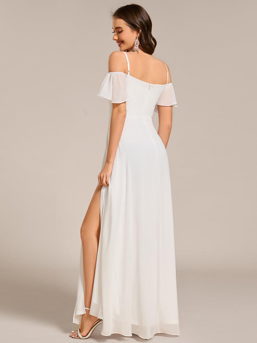 Robe Demoiselle d'Honneur sexy à épaules dénudées et à encolure en V #Couleur_Blanc