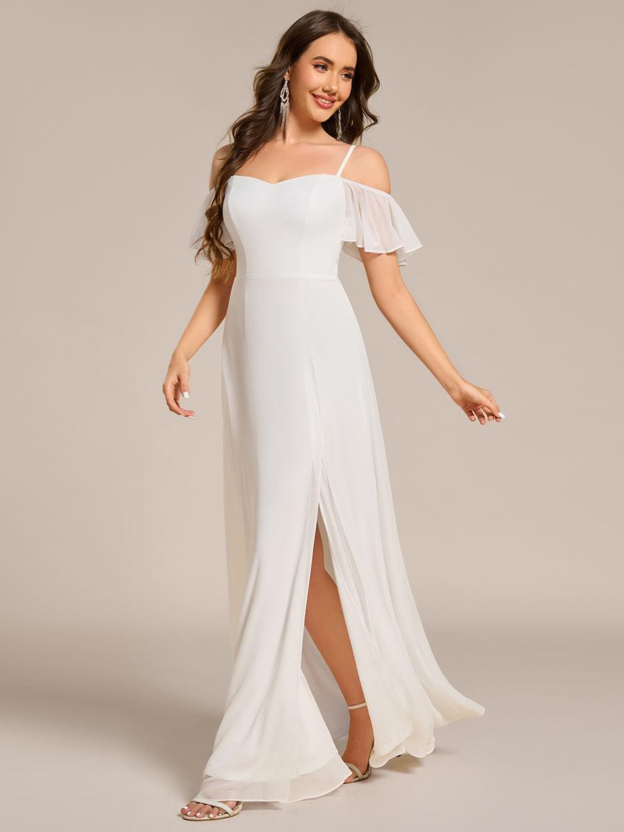 Robe Demoiselle d'Honneur sexy à épaules dénudées et à encolure en V #Couleur_Blanc