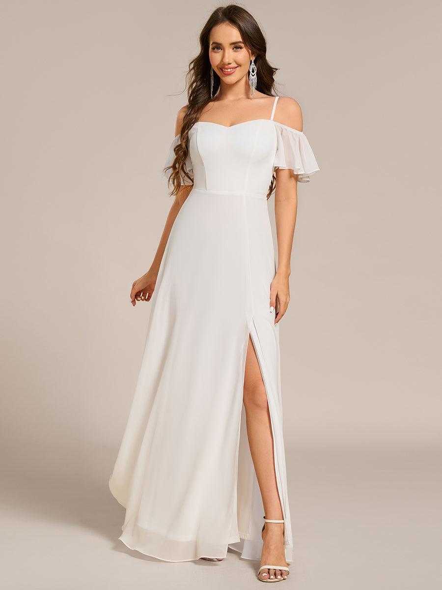 Robe Demoiselle d'Honneur sexy à épaules dénudées et à encolure en V #Couleur_Blanc