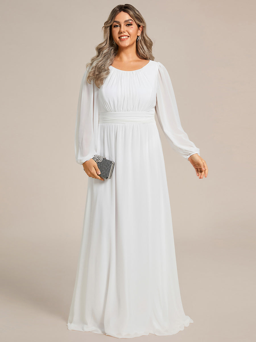 Robe demoiselle d'honneur en mousseline à taille haute Manches bouffantes #Couleur_Blanc