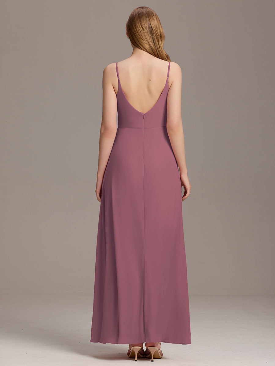 Robe d'invité de mariage trapèze en mousseline fluide à encolure ronde et longueur au genou #Couleur_Orchidee