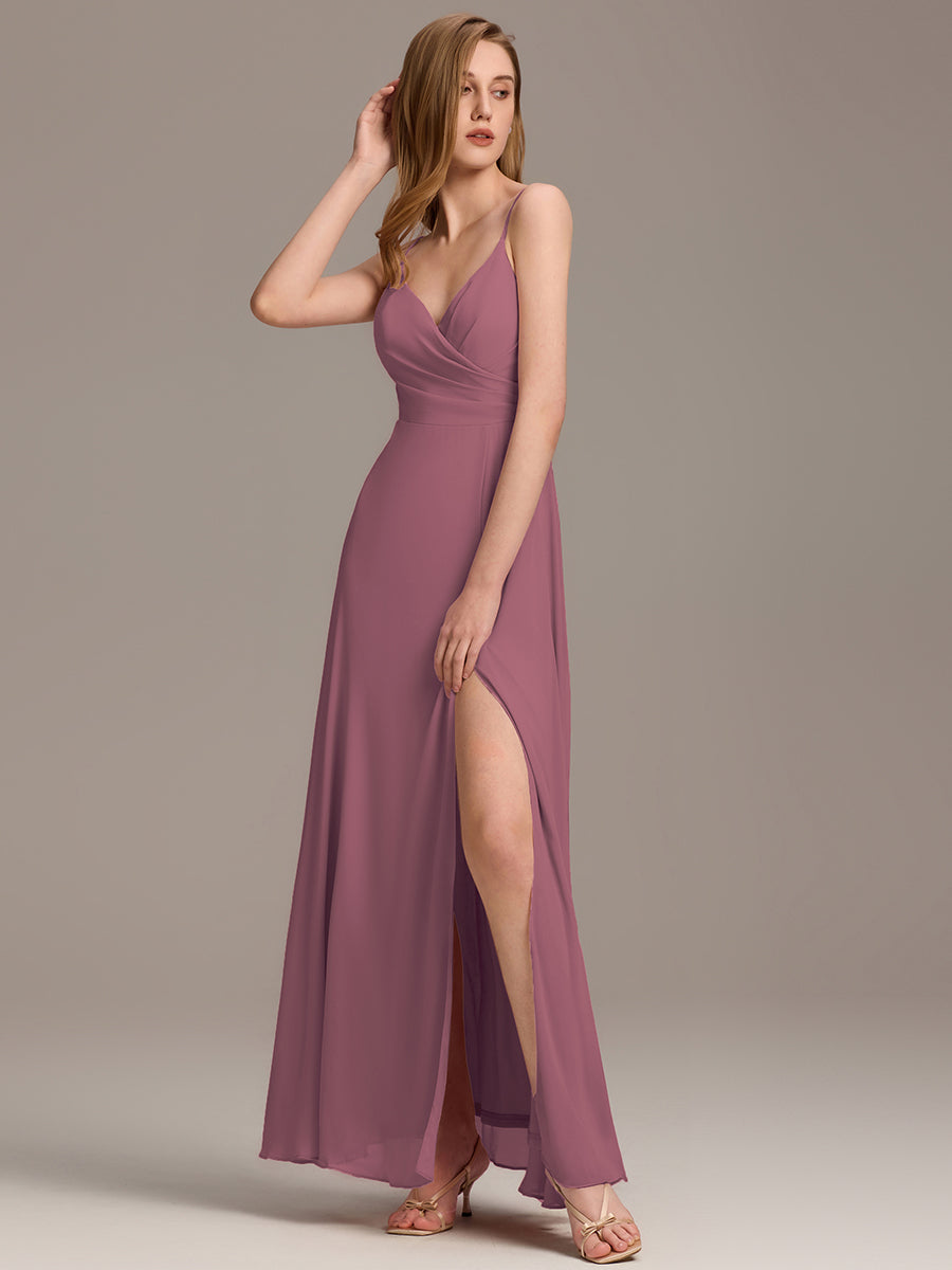 Robe d'invité de mariage trapèze en mousseline fluide à encolure ronde et longueur au genou #Couleur_Orchidee