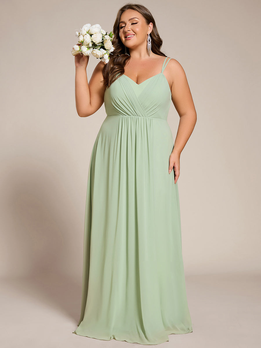 Robe demoiselle d'honneur mousseline et dentelle dos nu bretelles fines #Couleur_Menthe Verte