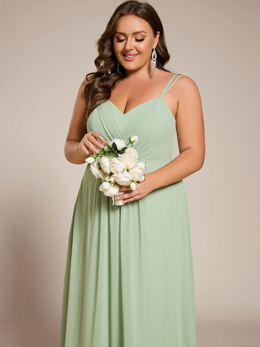 Robe demoiselle d'honneur mousseline et dentelle dos nu bretelles fines #Couleur_Menthe Verte