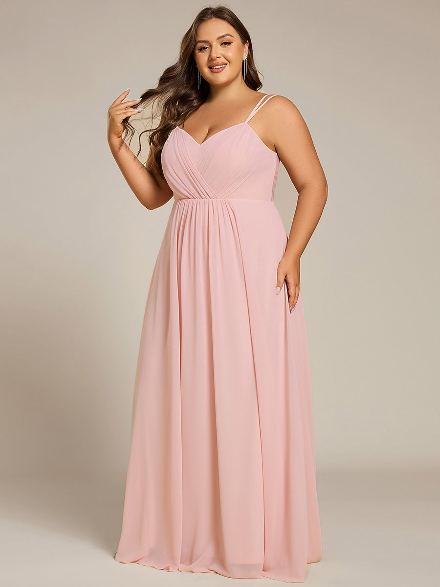 Robe demoiselle d'honneur mousseline et dentelle dos nu bretelles fines #Couleur_Rose
