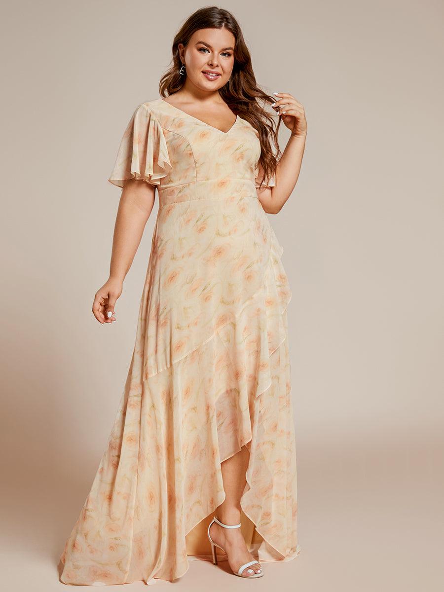 Taille personnalisée Robe demoiselle d'honneur Ourlet en feuille lotus Charmante #Couleur_Roses Dorées