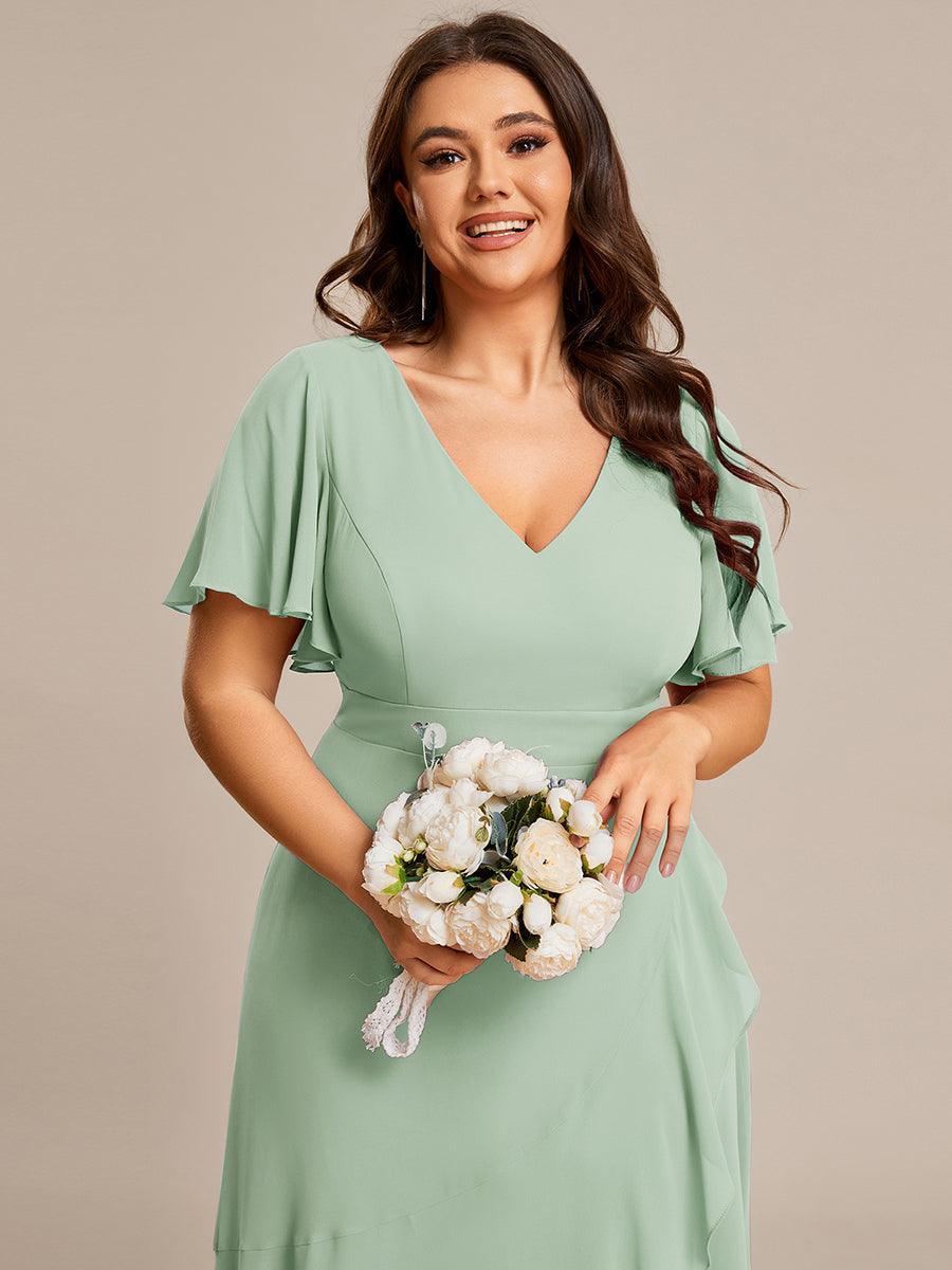 Robe demoiselle d'honneur Mousseline Ourlet en feuille de lotus Charmante #Couleur_Menthe Verte