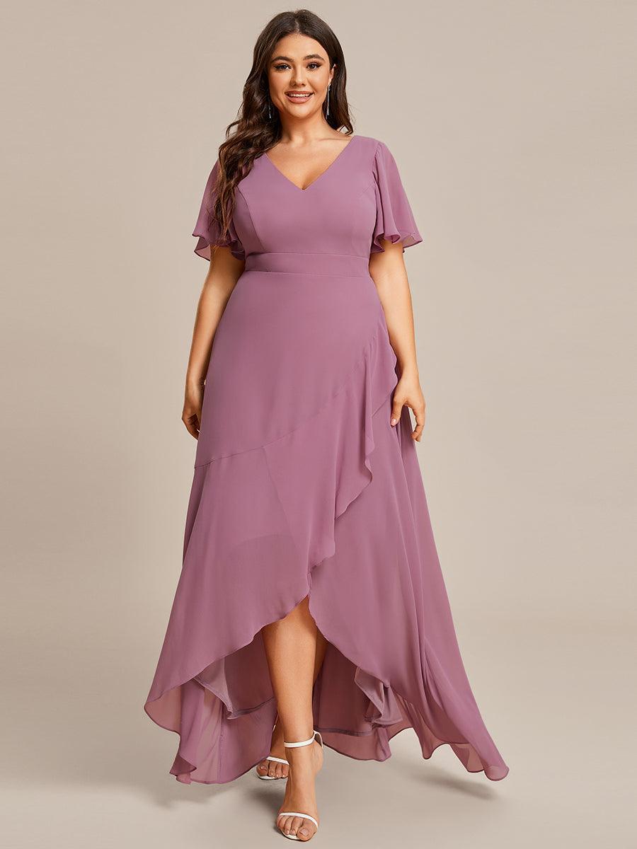 Robe demoiselle d'honneur Mousseline Ourlet en feuille de lotus Charmante #Couleur_Orchidee