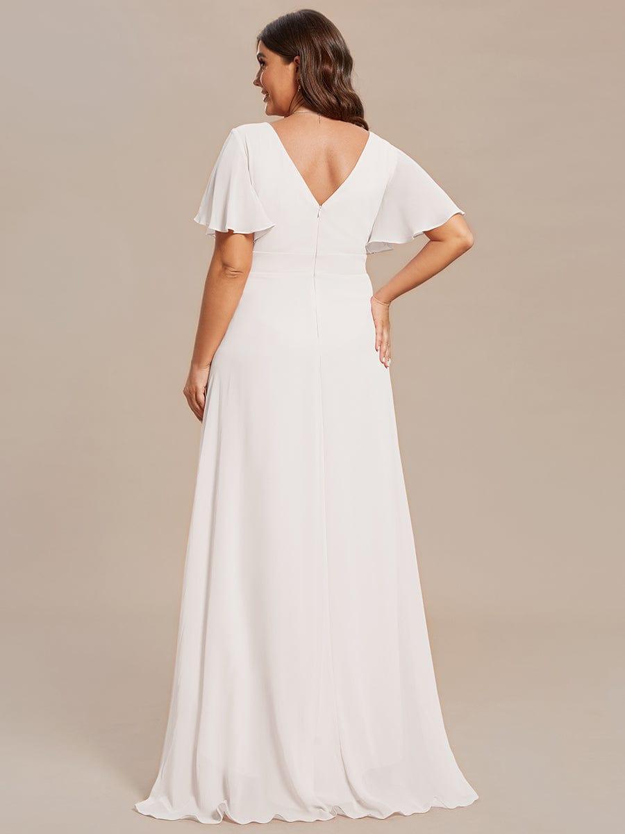 Robe demoiselle d'honneur mousseline élégante Manches lotus grande taille #Couleur_Blanc