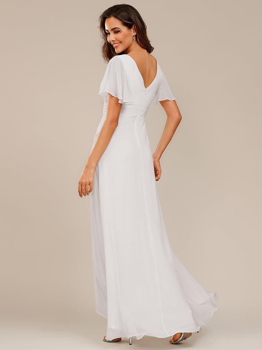Robe demoiselle d'honneur Mousseline Ourlet en feuille de lotus Charmante #Couleur_Blanc