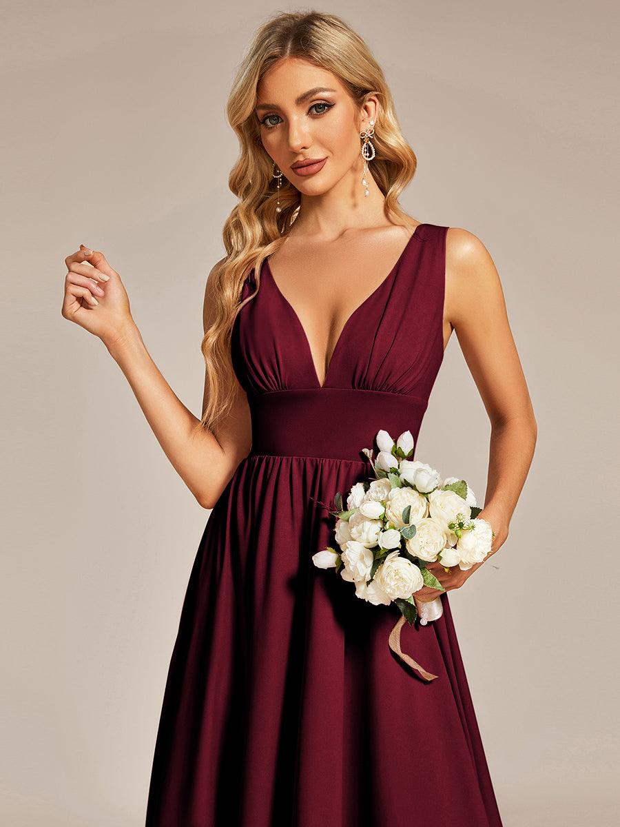 Robe Demoiselle d'honneur élégante Taille Empire Sans Manches #Couleur_Bordeaux