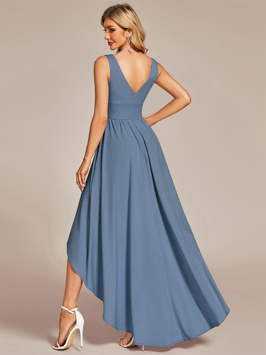 Robe Demoiselle d'honneur élégante Taille Empire Sans Manches #Couleur_Marine Fume