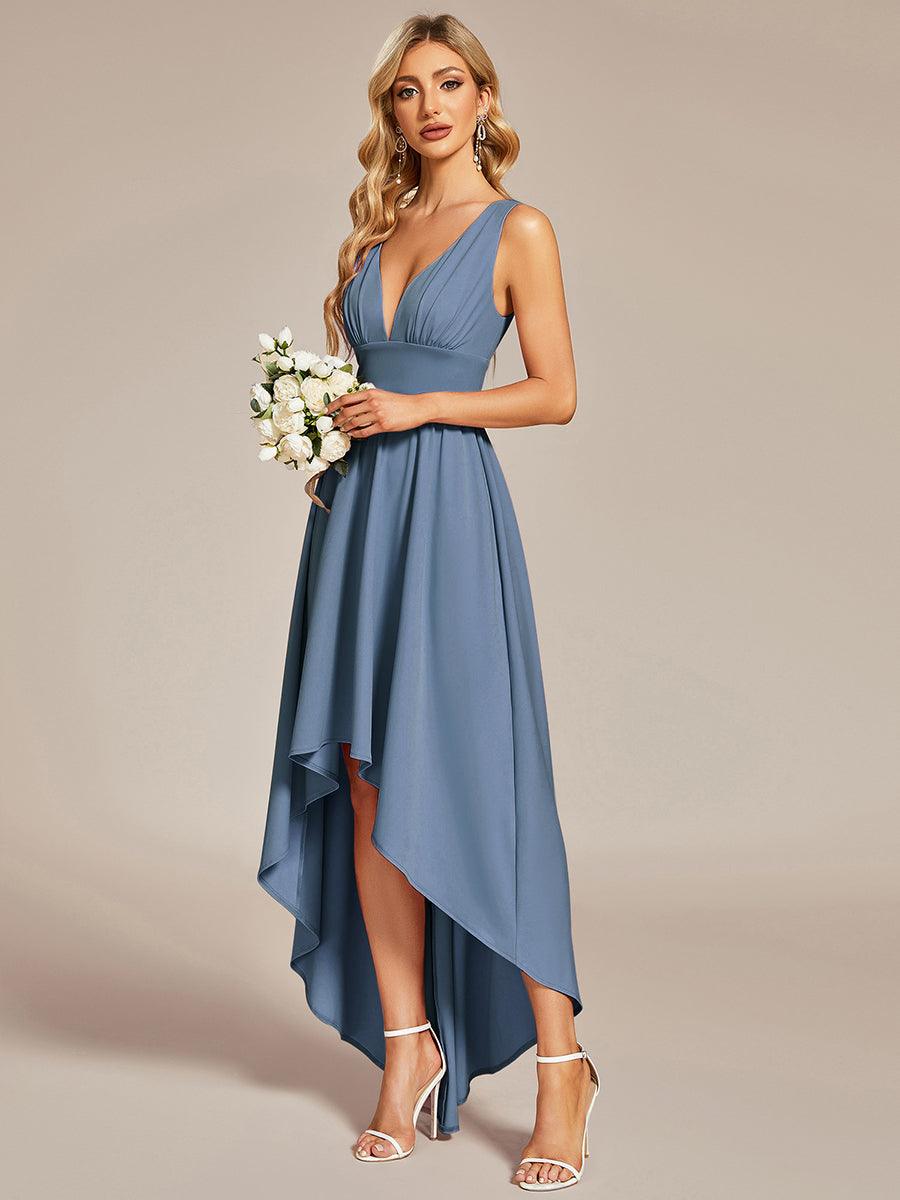 Robe Demoiselle d'honneur élégante Taille Empire Sans Manches #Couleur_Marine Fume