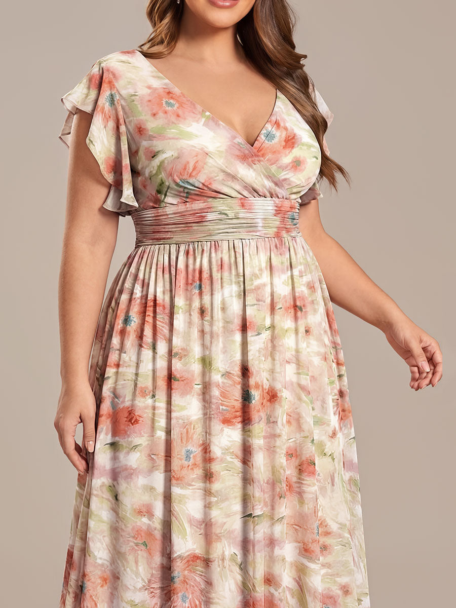 Robe de demoiselle d'honneur en mousseline de soie avec manches à volants et découpes au dos #Couleur_Brumaie de Palissandre