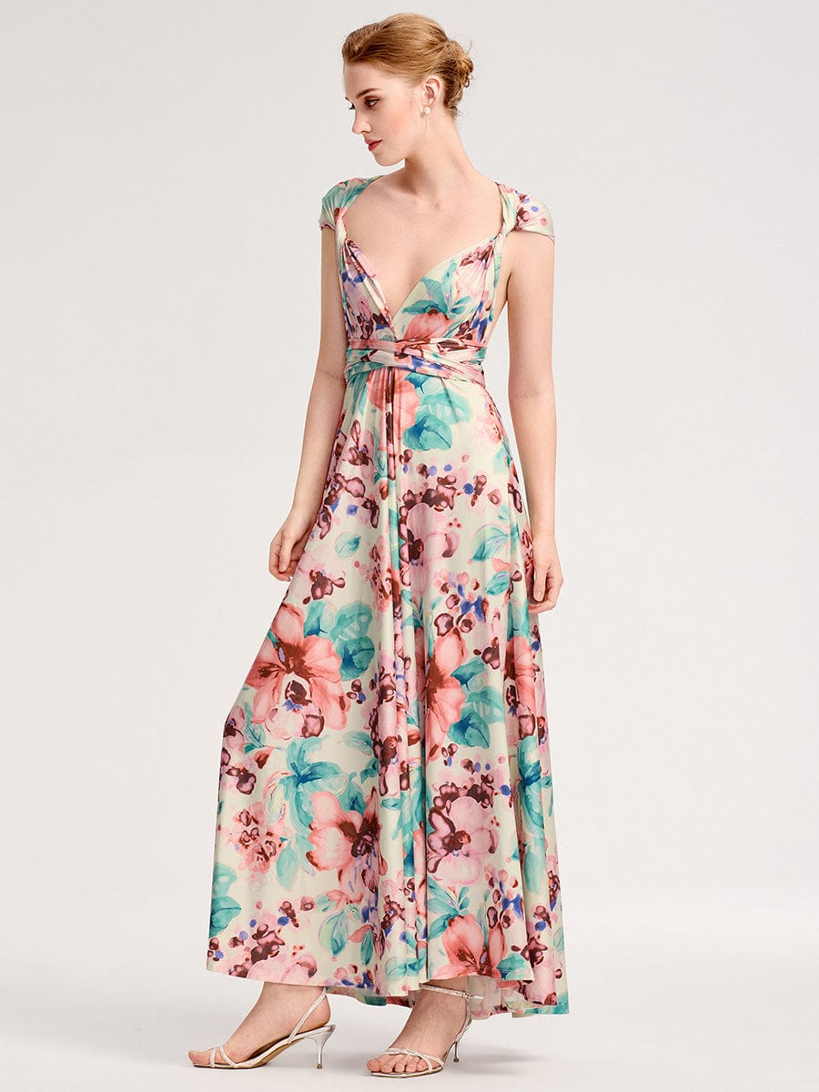 Glitzerndes A-Linien-Abendkleid mit Empire-Taille und langen Laternen?rmeln #Couleur_Imprimé abricot