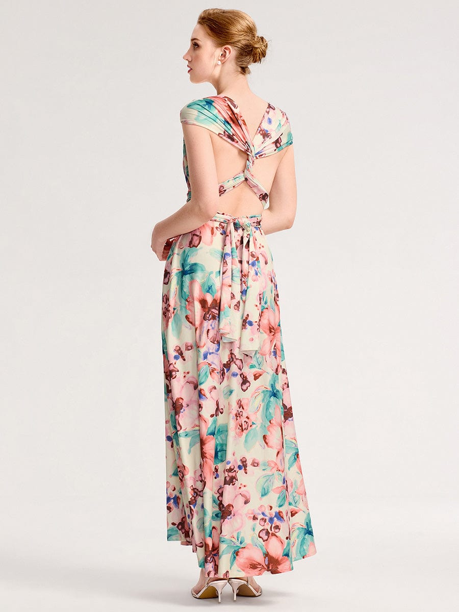 Glitzerndes A-Linien-Abendkleid mit Empire-Taille und langen Laternen?rmeln #Couleur_Imprimé abricot