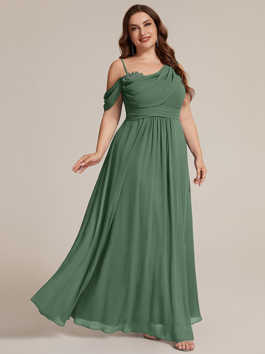 Robe longue asymétrique à sequins à manches courtes en forme de A #Couleur_Eukalyptus Grün