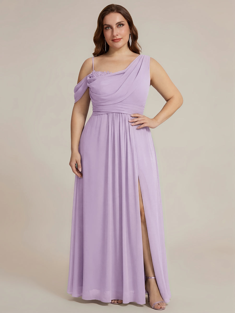 Robe longue asymétrique à sequins à manches courtes en forme de A #Couleur_Lilas Givré